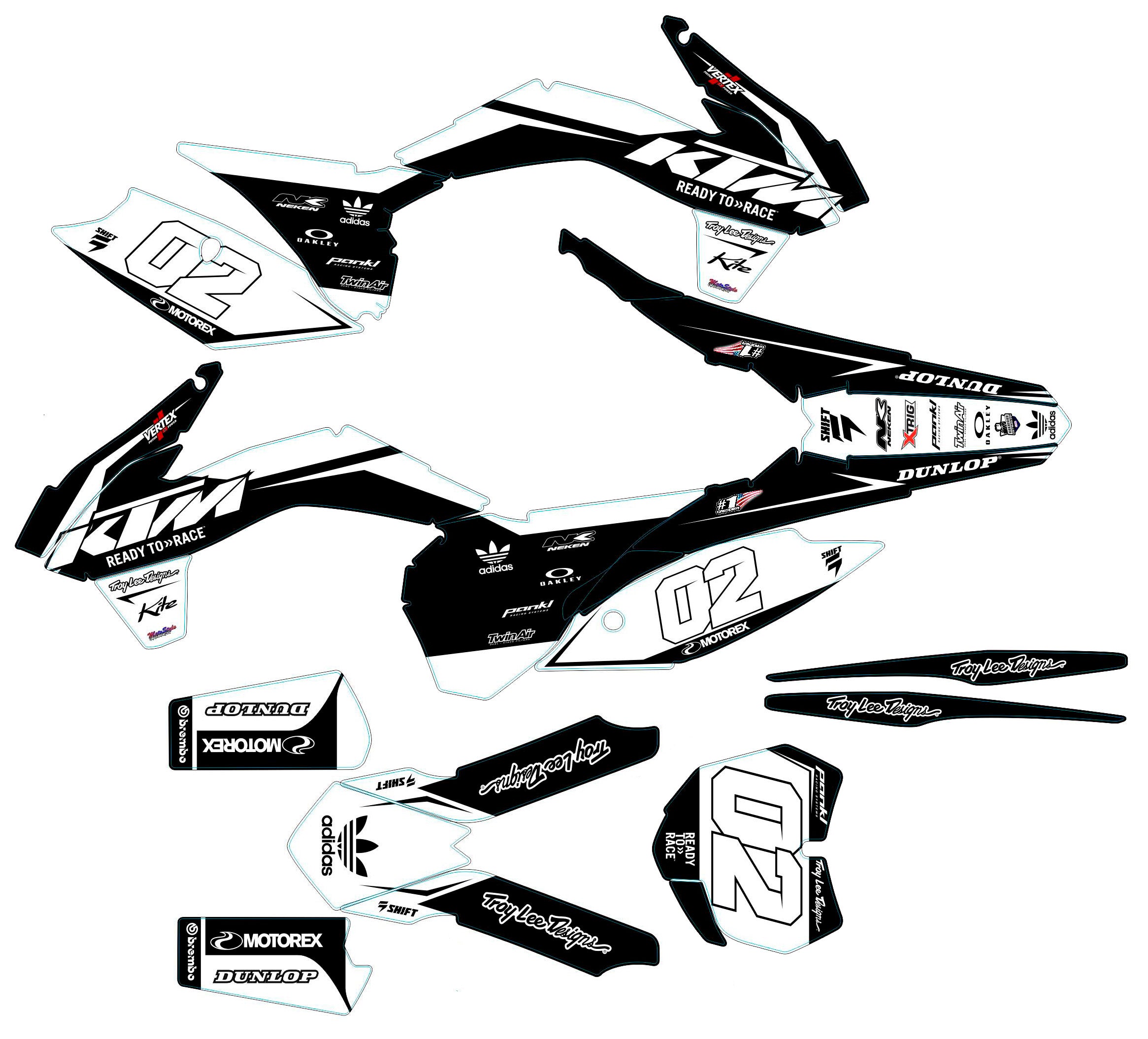 Graphic vinyl decals set for moto KTM SX SXF 125 150 250 350 450 2013-2015  Stickers vinyl kit for motorbike motorcycle without a headlight