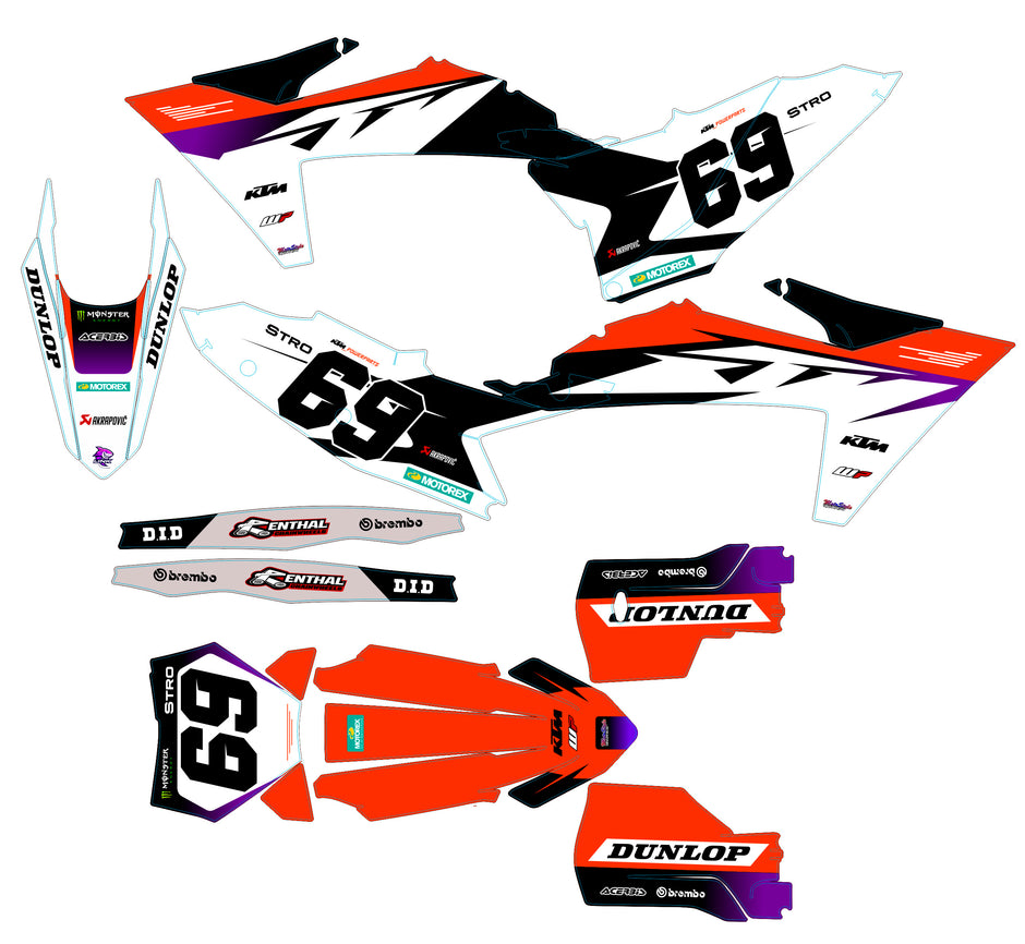 Graphic vinyl decals set for moto KTM SX SXF EX 125 150 250 350 450 for 2023+ Stickers vinyl kit for motorbike motorcycle without a headlight