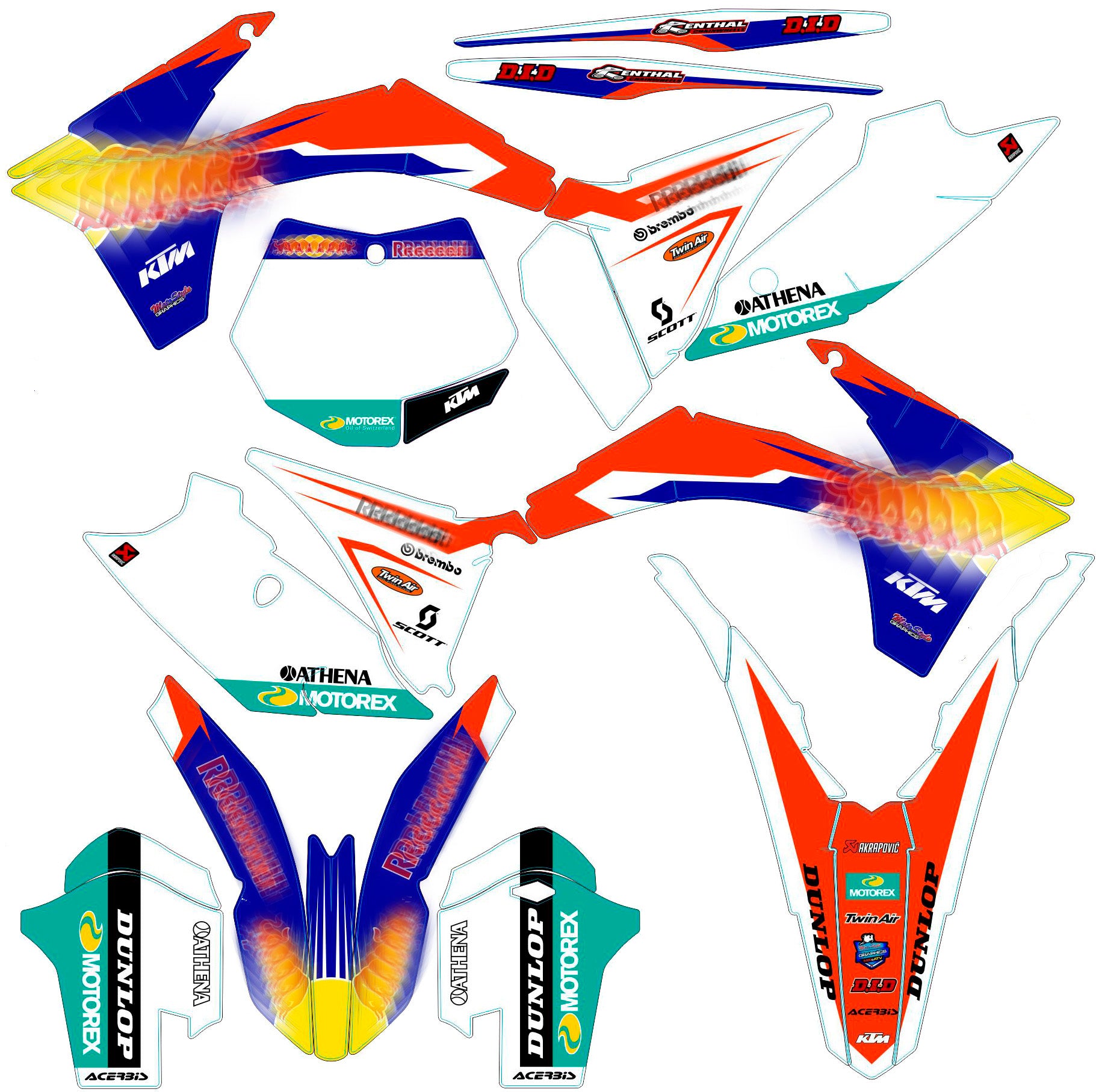 Graphic vinyl decals set for moto KTM SX SXF EX 125 150 250 350 450 for 2011-2012 Stickers vinyl kit for motorbike motorcycle  without a headlight