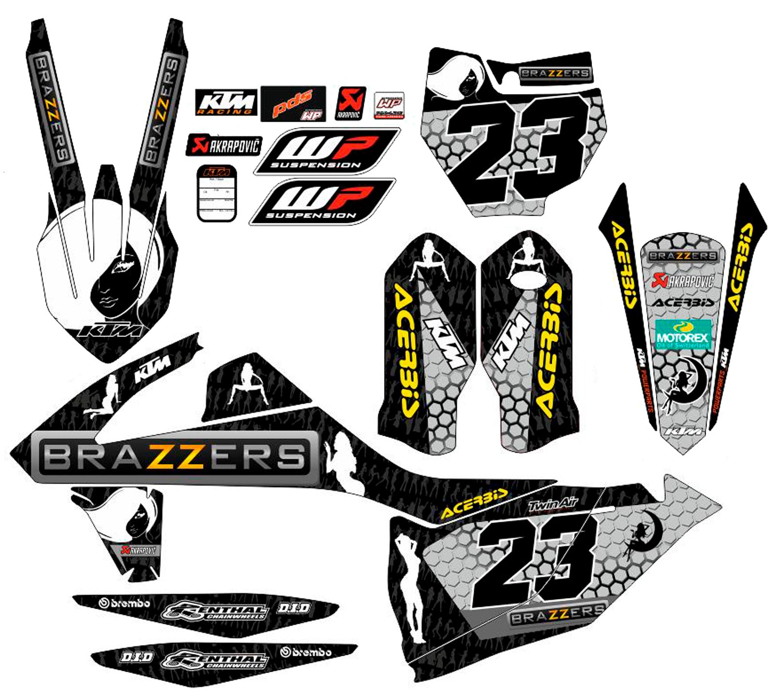 Graphic vinyl decals set for moto KTM SX SXF 125 150 250 350 450 2016-2018  Stickers vinyl kit for motorbike motorcycle without a headlight