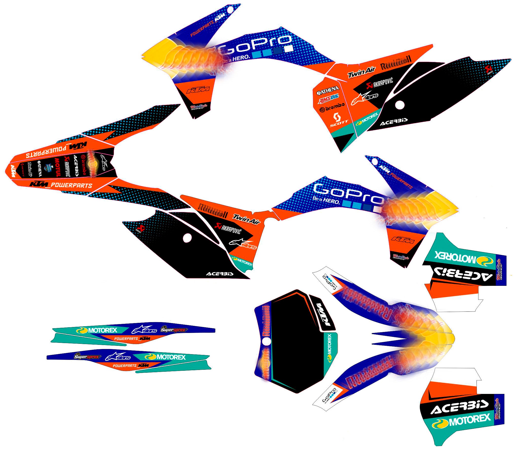Graphic vinyl decals set for moto KTM SX SXF EX 125 150 250 350 450 for 2011-2012 Stickers vinyl kit for motorbike motorcycle  without a headlight