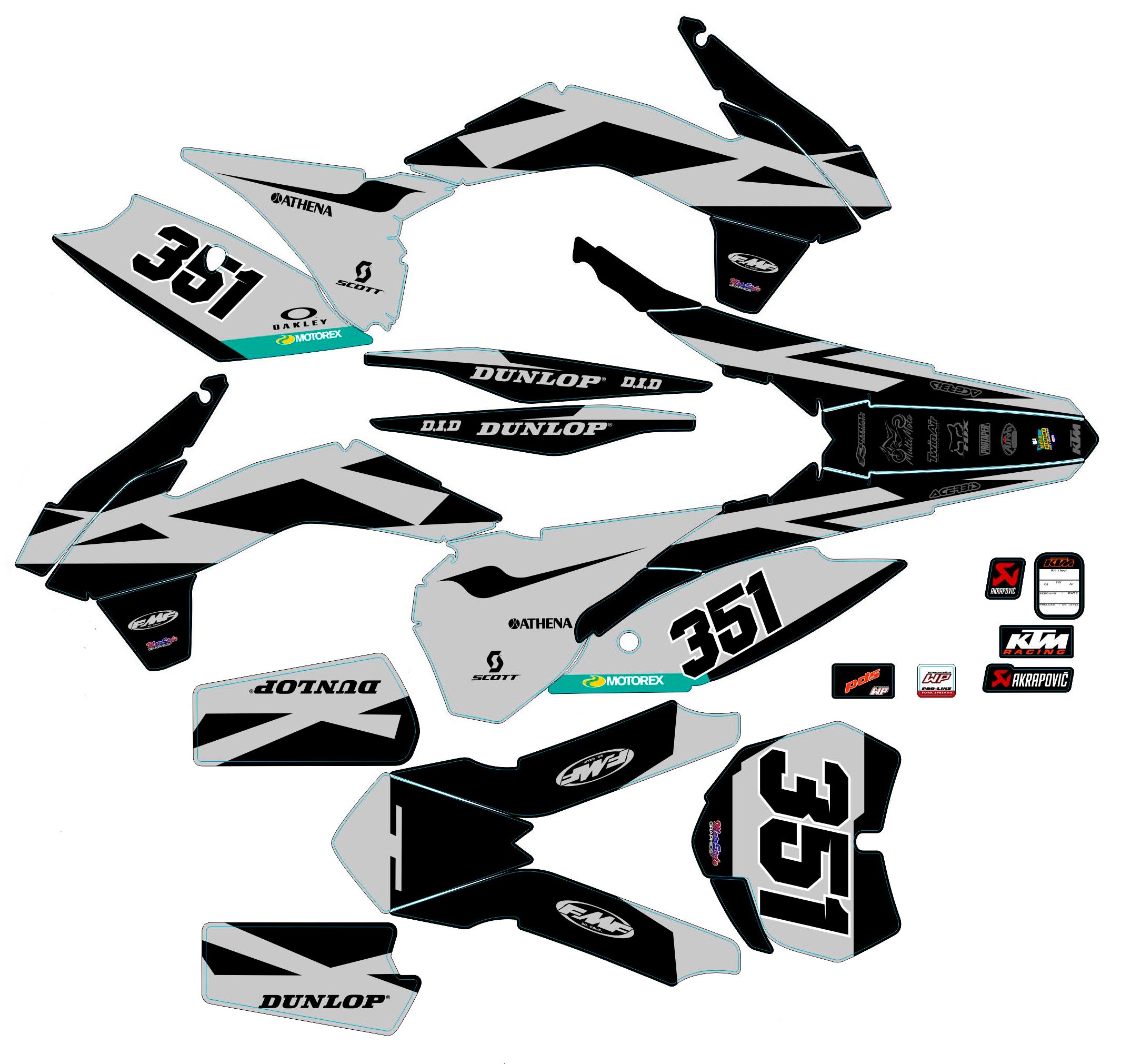 Graphic vinyl decals set for moto KTM SX SXF 125 150 250 350 450 2013-2015  Stickers vinyl kit for motorbike motorcycle without a headlight