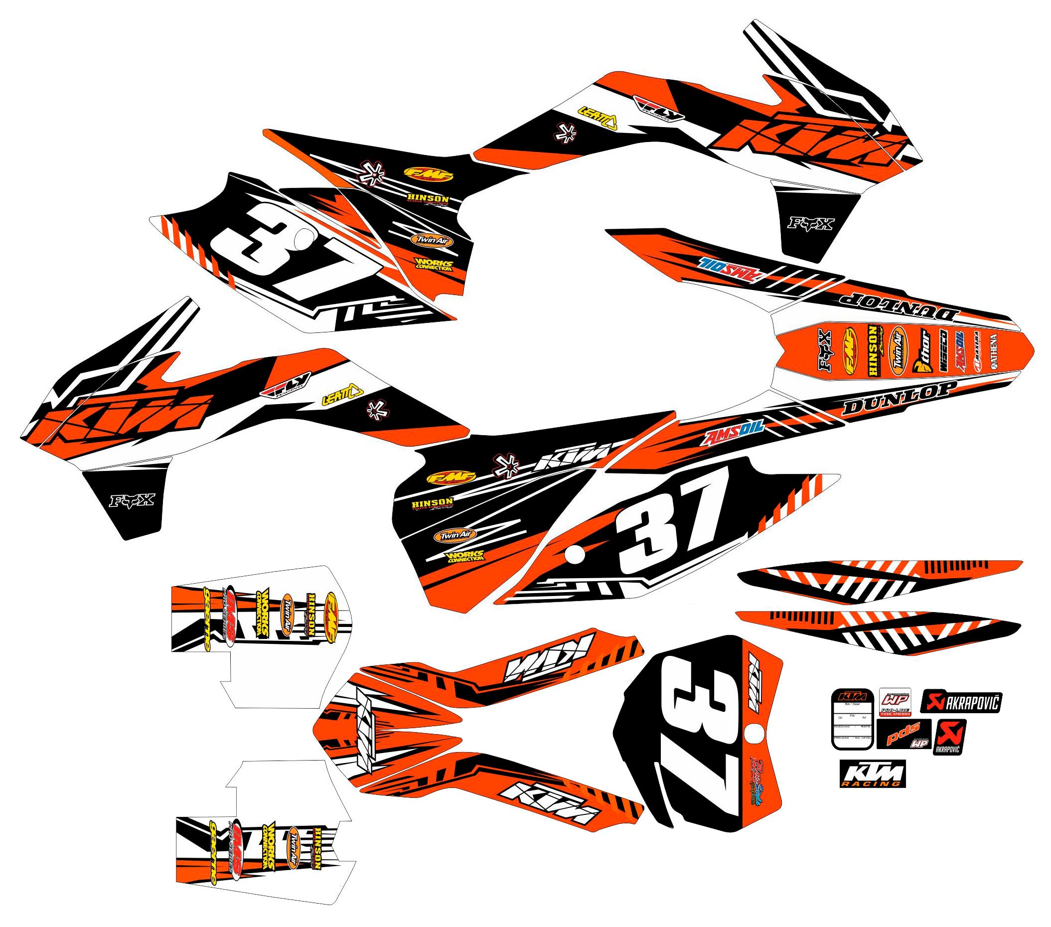 Graphic vinyl decals set for moto KTM SX SXF 125 150 250 350 450 2013-2015  Stickers vinyl kit for motorbike motorcycle without a headlight