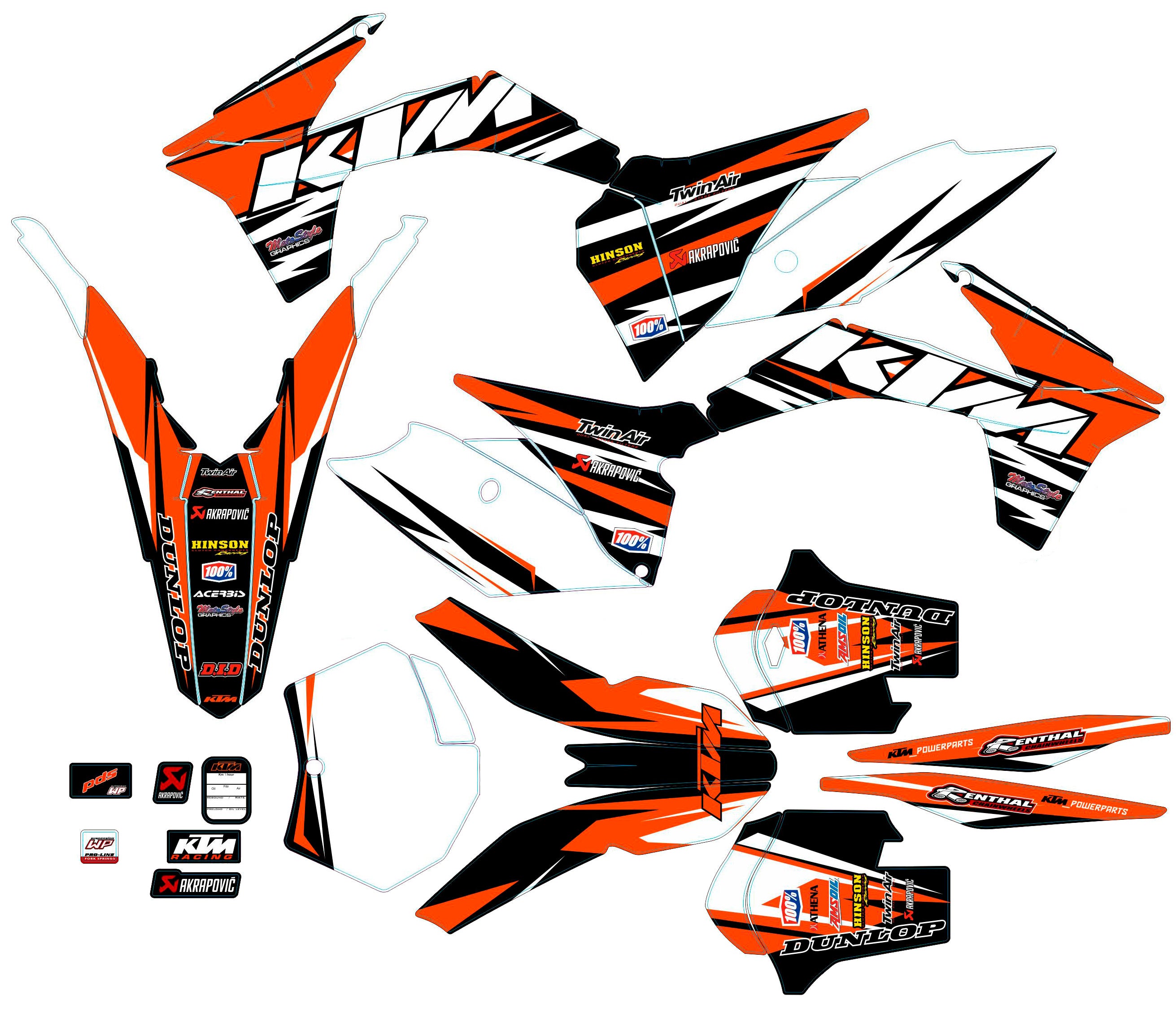 Graphic vinyl decals set for moto KTM SX SXF EX 125 150 250 350 450 for 2011-2012 Stickers vinyl kit for motorbike motorcycle  without a headlight