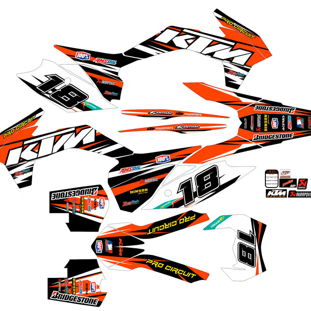 Graphic vinyl decals set for moto KTM SX SXF 125 150 250 350 450 2014-2016  Stickers vinyl kit for motorbike motorcycle with a headlight