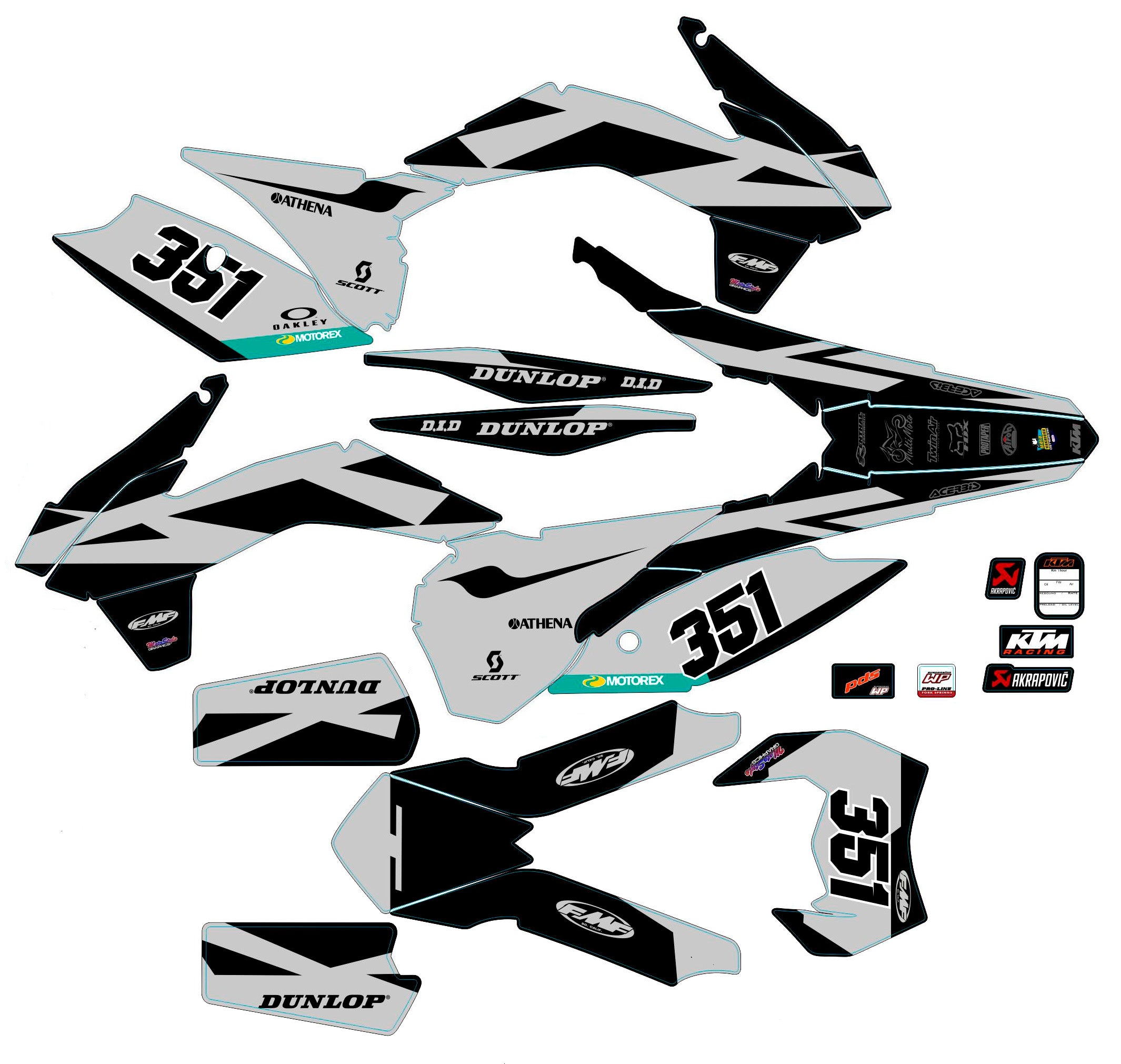 Graphic vinyl decals set for moto KTM SX SXF 125 150 250 350 450 2014-2016  Stickers vinyl kit for motorbike motorcycle with a headlight
