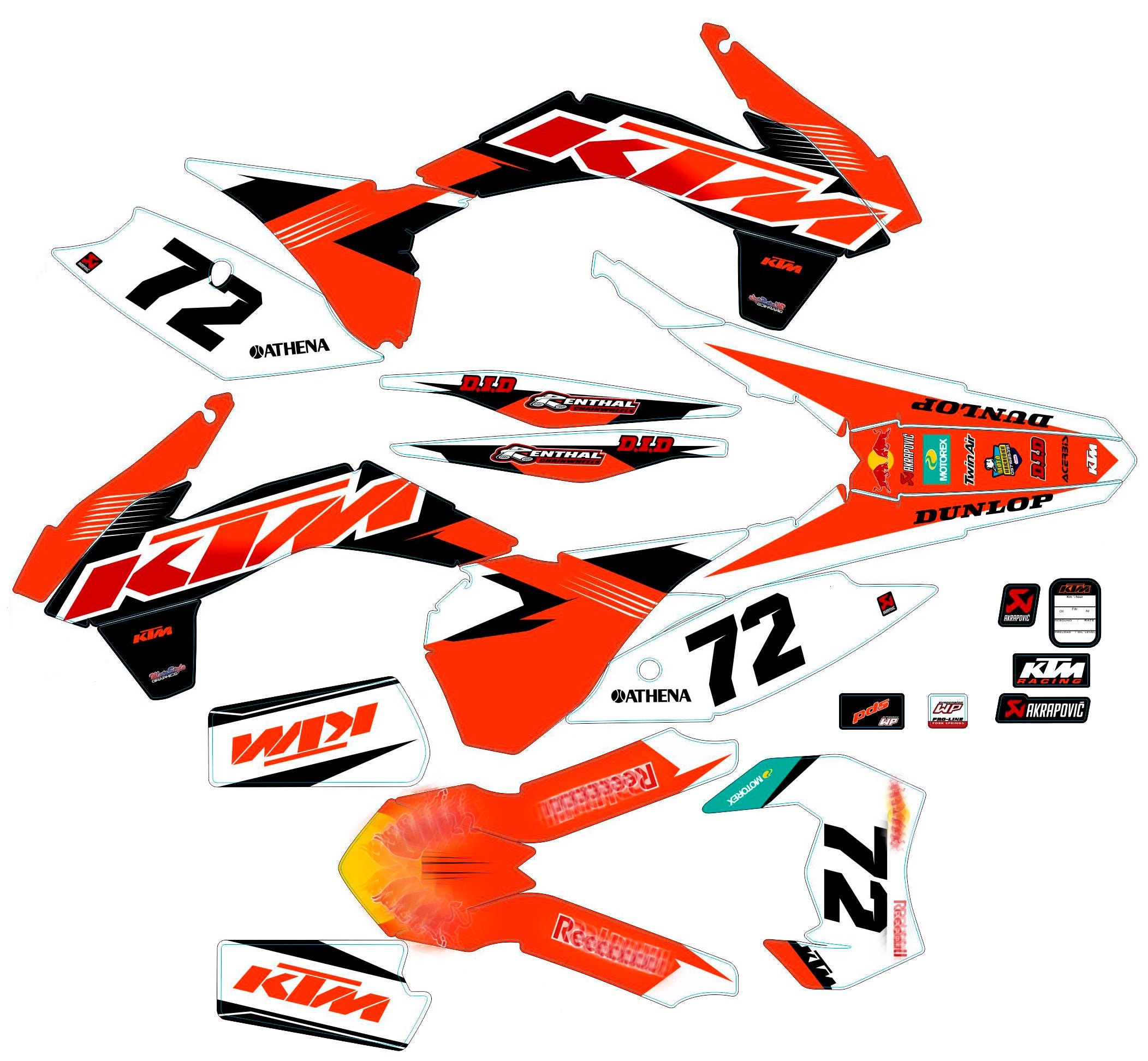Graphic vinyl decals set for moto KTM SX SXF 125 150 250 350 450 2014-2016  Stickers vinyl kit for motorbike motorcycle with a headlight