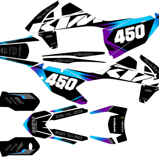 Graphic vinyl decals set for moto KTM SX SXF 125 150 250 350 450 2017-2019  Stickers vinyl kit for motorbike motorcycle with a headlight