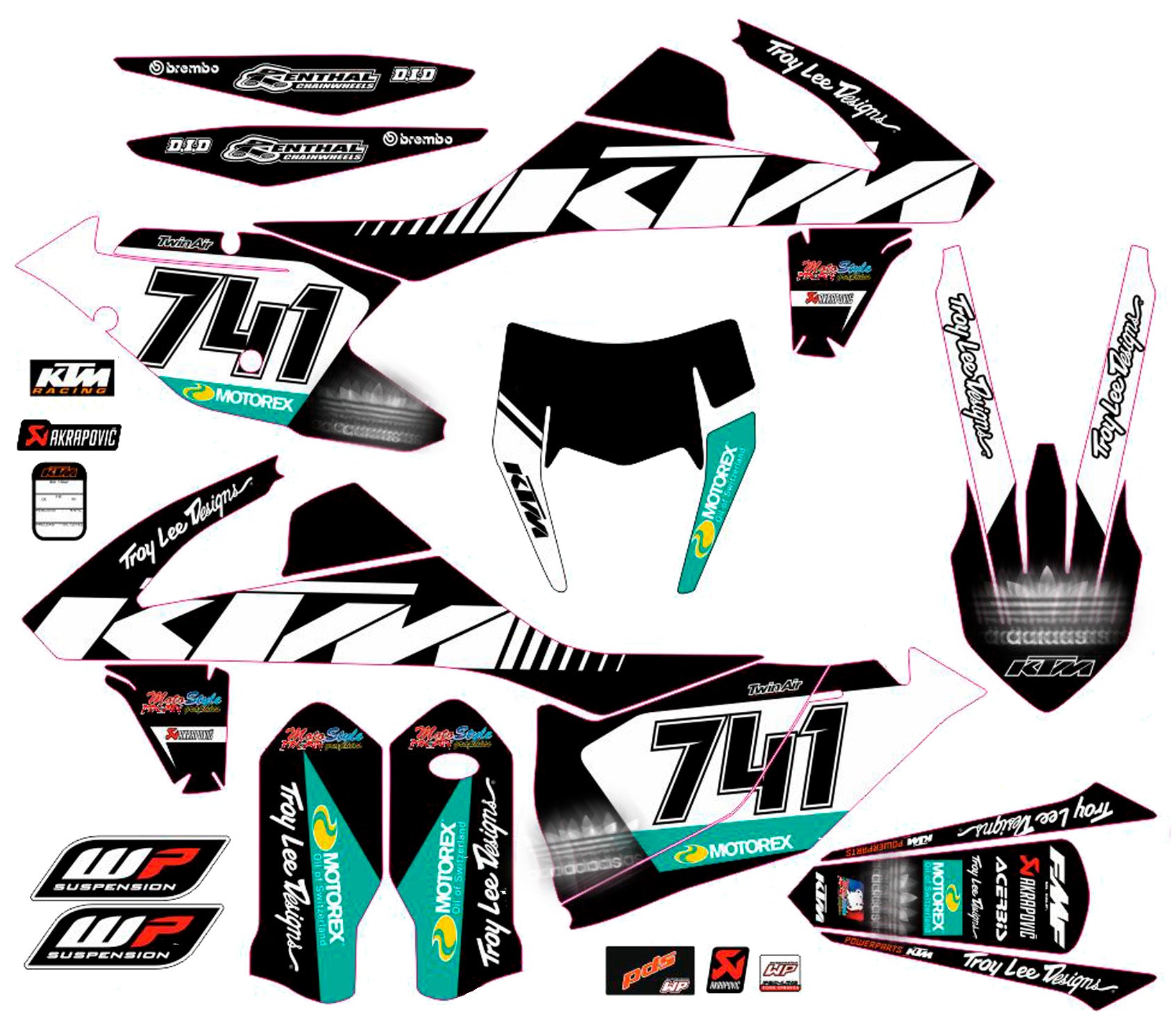 Graphic vinyl decals set for moto KTM SX SXF 125 150 250 350 450 2017-2019  Stickers vinyl kit for motorbike motorcycle with a headlight