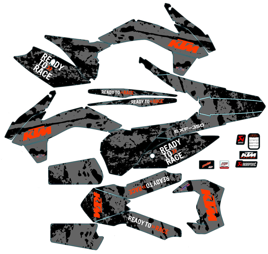 Graphic vinyl decals set for moto KTM SX SXF 125 150 250 350 450 2014-2016  Stickers vinyl kit for motorbike motorcycle with a headlight