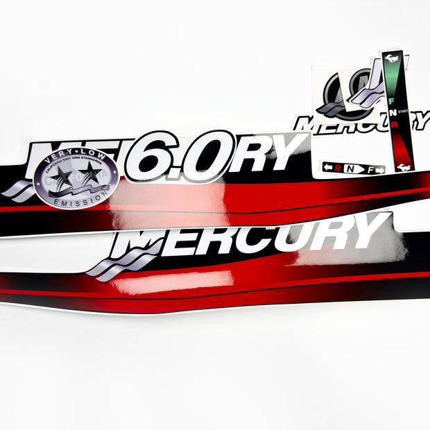 Vinyl graphic decals set red color suitable for Mercury 6 hp two stroke outboard engine. Vinyl stickers kit red color  for Mercury 6 hp  Handmade