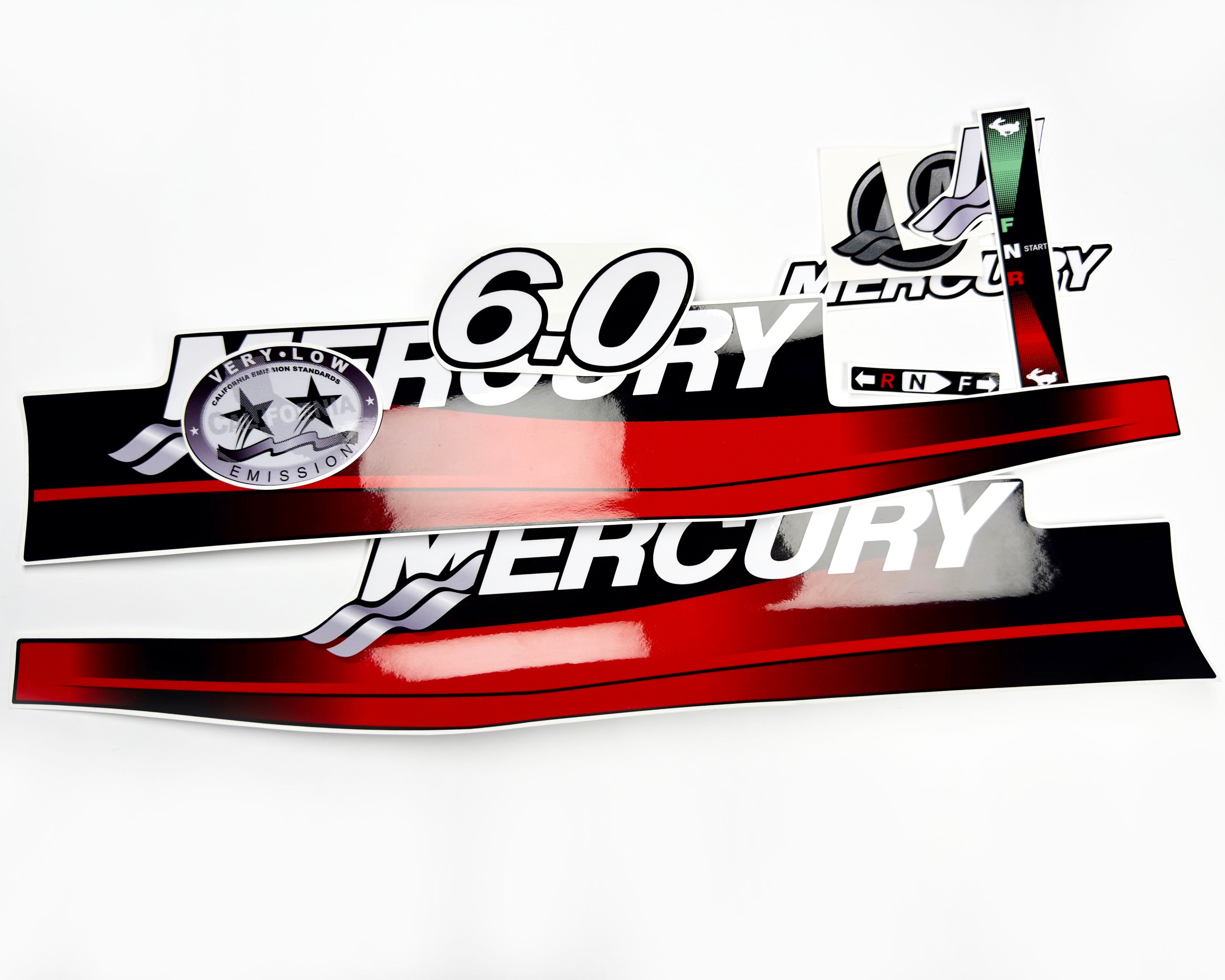 Vinyl graphic decals set red color suitable for Mercury 6 hp two stroke outboard engine. Vinyl stickers kit red color  for Mercury 6 hp  Handmade