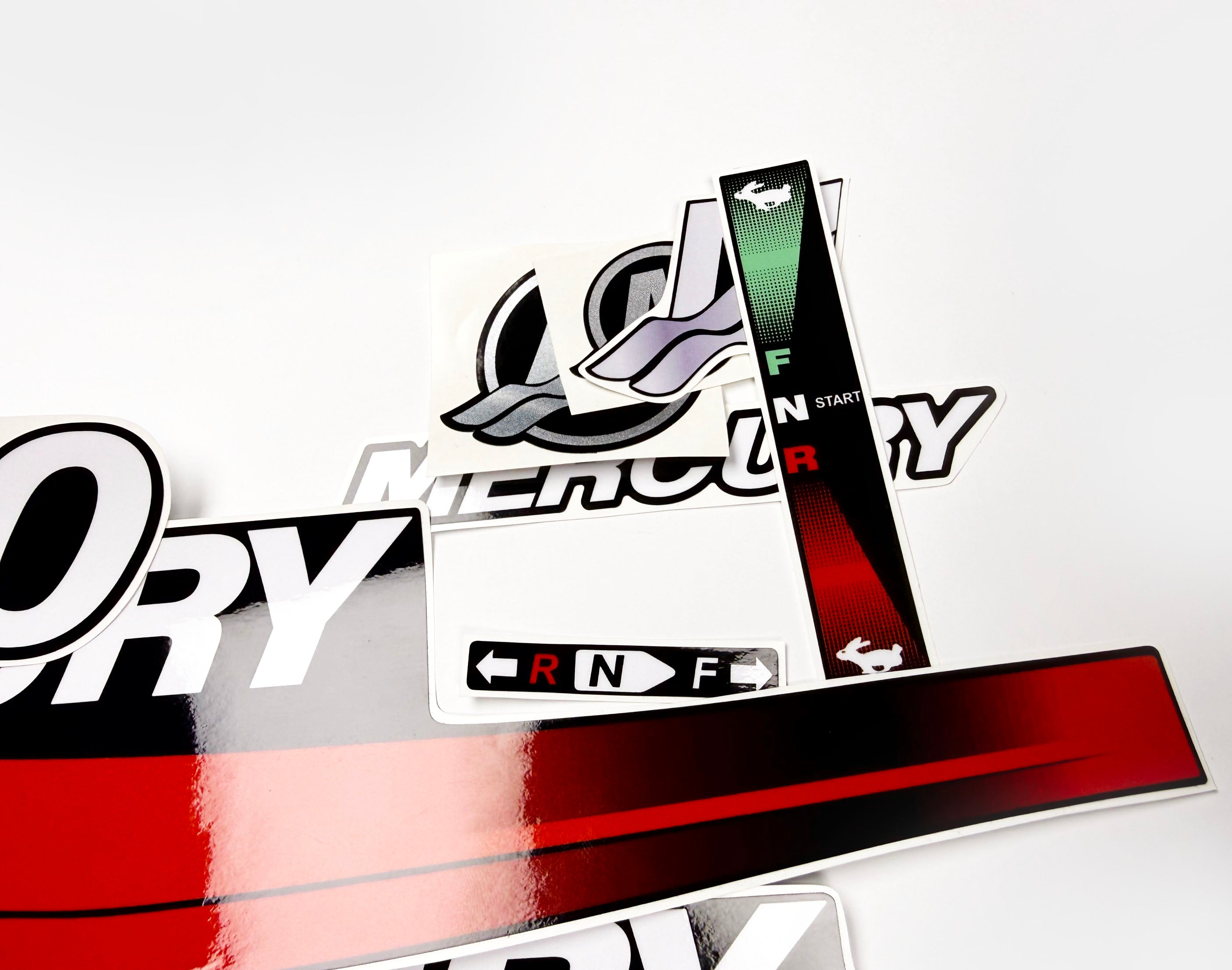 Vinyl graphic decals set red color suitable for Mercury 6 hp two stroke outboard engine. Vinyl stickers kit red color  for Mercury 6 hp  Handmade