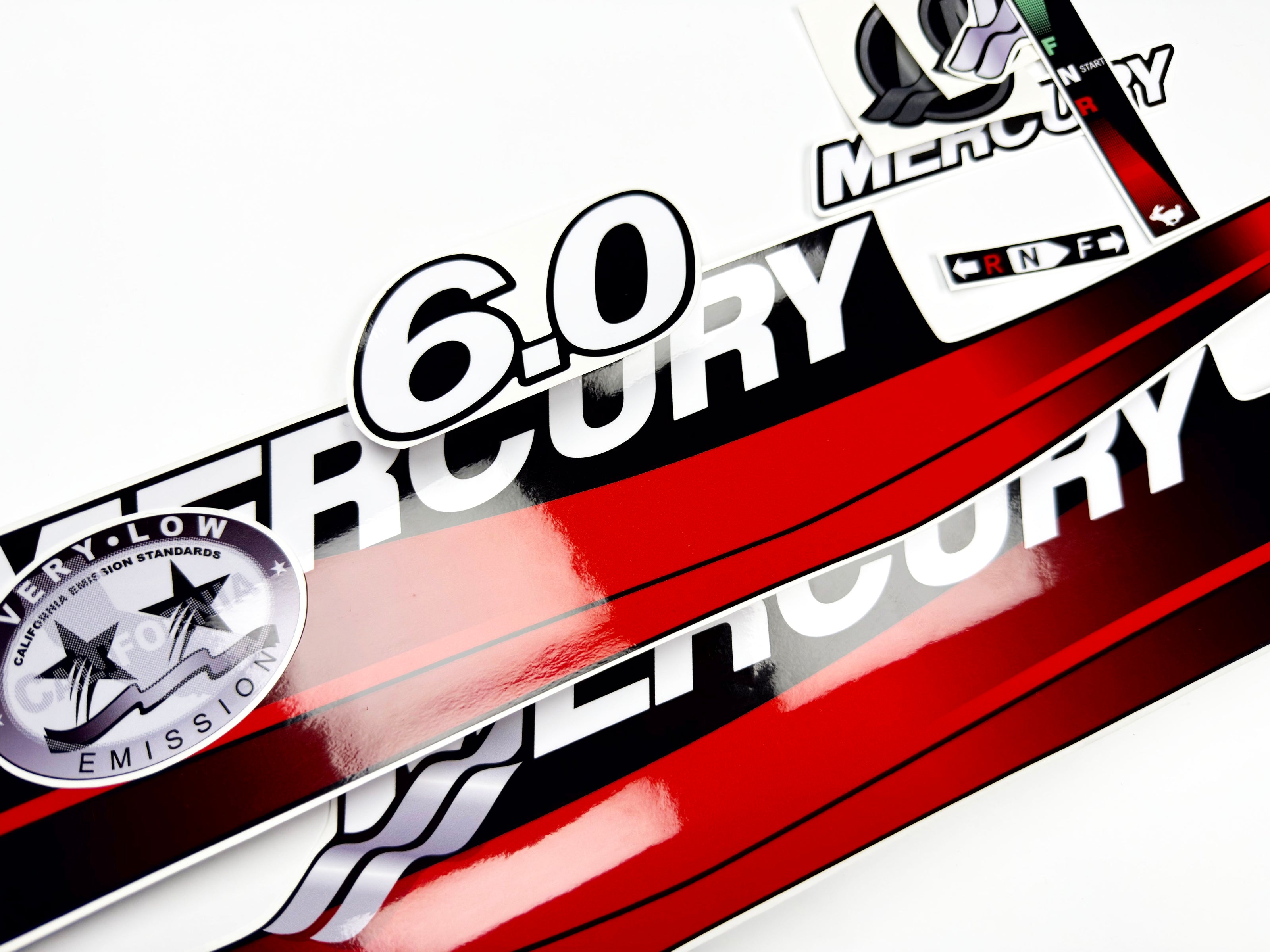 Vinyl graphic decals set red color suitable for Mercury 6 hp two stroke outboard engine. Vinyl stickers kit red color  for Mercury 6 hp  Handmade
