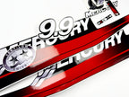 Vinyl graphic red decals set suitable for Mercury 9.9 hp two stroke outboard engine. Vinyl red stickers kit for Mercury 9.9 hp  Handmade