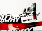 Vinyl graphic red decals set suitable for Mercury 10 hp two stroke outboard engine. Vinyl red stickers kit for Mercury 10 hp  Handmade