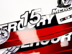 Vinyl graphic red decals set suitable for Mercury 15 hp two stroke outboard engine. Vinyl red stickers kit for Mercury 15 hp  Handmade