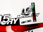 Vinyl graphic red decals set suitable for Mercury 15 hp two stroke outboard engine. Vinyl red stickers kit for Mercury 15 hp  Handmade