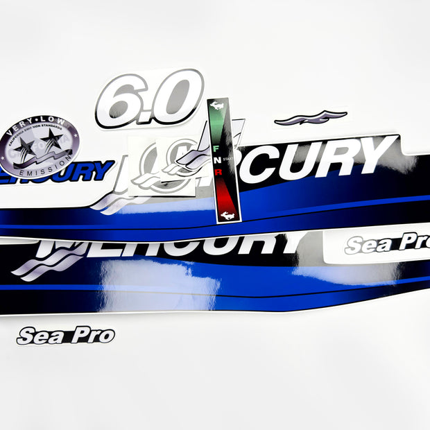 Vinyl graphic decals set blue color suitable for Mercury 6 hp two stroke outboard engine. Vinyl stickers kit blue color  for Mercury 6 hp  Handmade