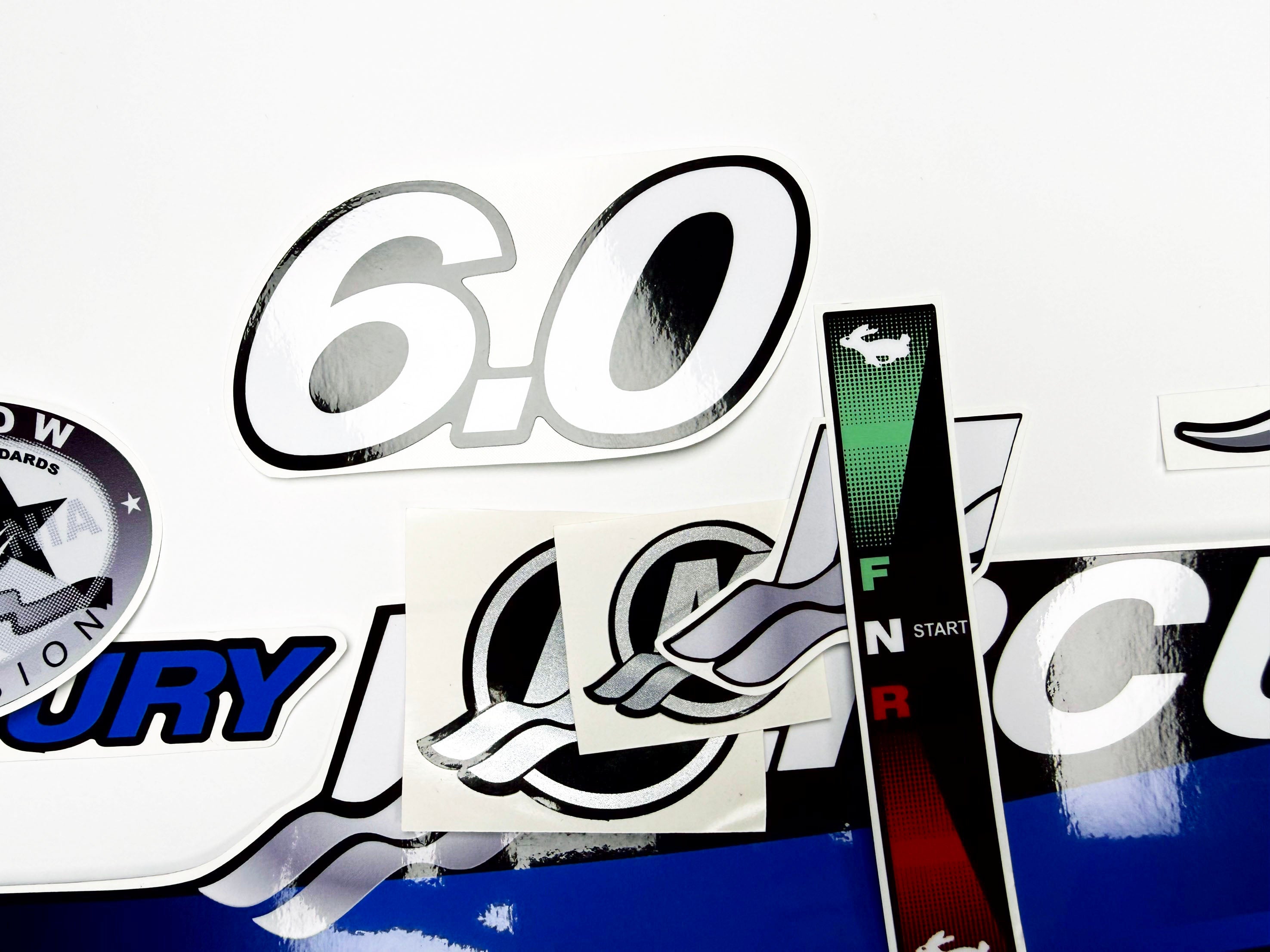 Vinyl graphic decals set blue color suitable for Mercury 6 hp two stroke outboard engine. Vinyl stickers kit blue color  for Mercury 6 hp  Handmade