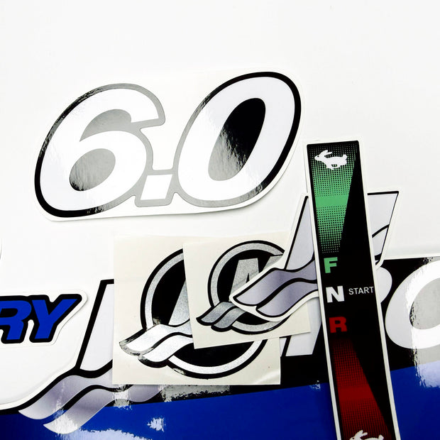 Vinyl graphic decals set blue color suitable for Mercury 6 hp two stroke outboard engine. Vinyl stickers kit blue color  for Mercury 6 hp  Handmade