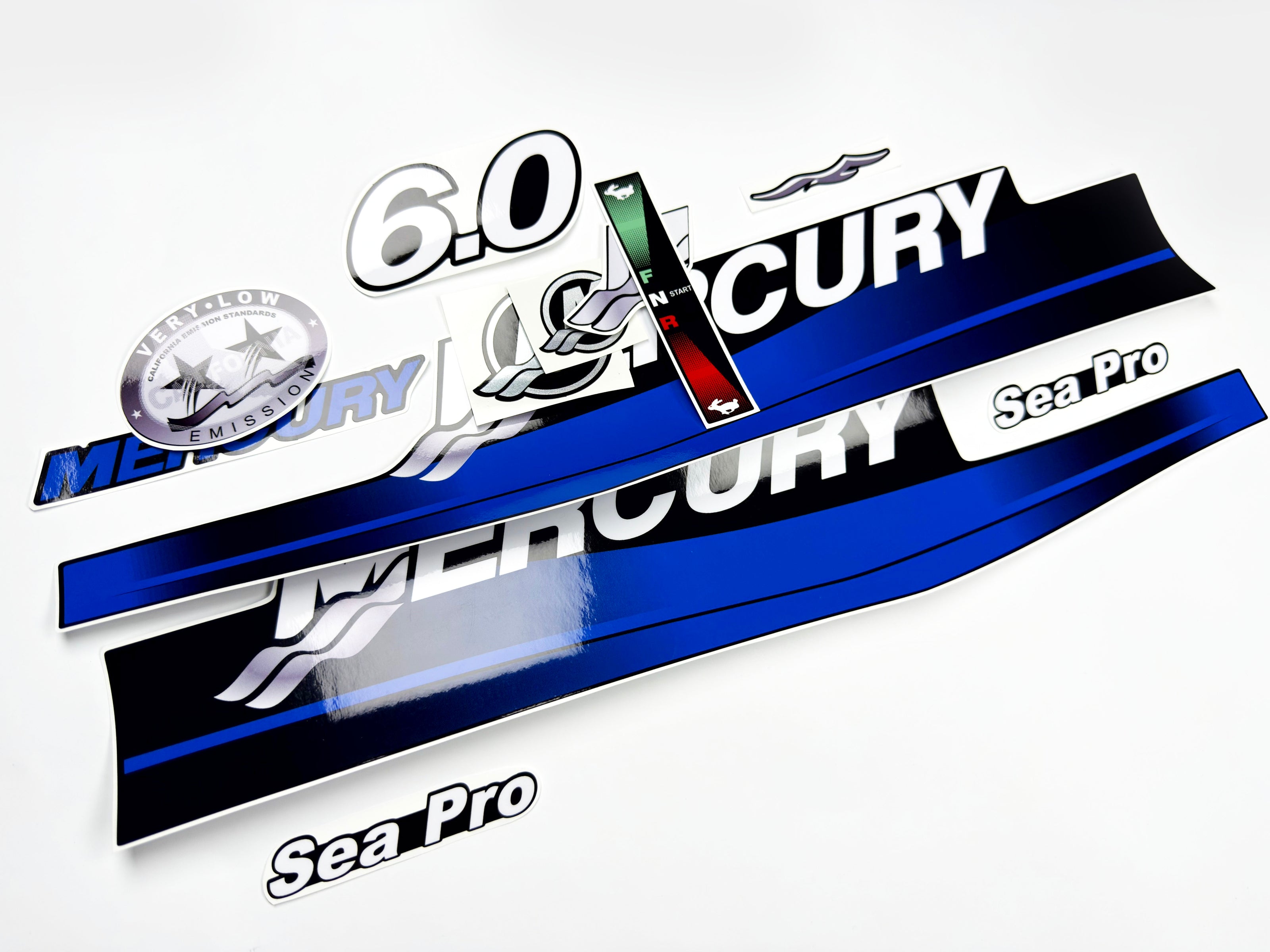 Vinyl graphic decals set blue color suitable for Mercury 6 hp two stroke outboard engine. Vinyl stickers kit blue color  for Mercury 6 hp  Handmade