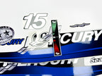 Vinyl graphic blue decals set suitable for Mercury 15 hp two stroke outboard engine. Vinyl blue stickers kit for Mercury 15 hp  Handmade