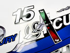 Vinyl graphic blue decals set suitable for Mercury 15 hp two stroke outboard engine. Vinyl blue stickers kit for Mercury 15 hp  Handmade