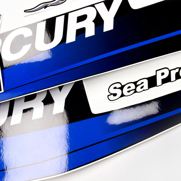 Vinyl graphic blue decals set suitable for Mercury 10 hp two stroke outboard engine. Vinyl blue stickers kit for Mercury 10 hp  Handmade