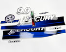 Vinyl graphic blue decals set suitable for Mercury 9.9 hp two stroke outboard engine. Vinyl blue stickers kit for Mercury 9.9 hp  Handmade