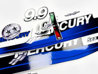 Vinyl graphic blue decals set suitable for Mercury 9.9 hp two stroke outboard engine. Vinyl blue stickers kit for Mercury 9.9 hp  Handmade