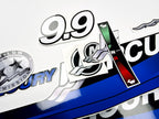 Vinyl graphic blue decals set suitable for Mercury 9.9 hp two stroke outboard engine. Vinyl blue stickers kit for Mercury 9.9 hp  Handmade