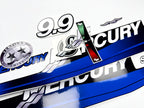 Vinyl graphic blue decals set suitable for Mercury 9.9 hp two stroke outboard engine. Vinyl blue stickers kit for Mercury 9.9 hp  Handmade