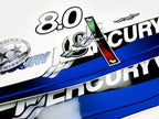 Vinyl graphic blue decals set suitable for Mercury 8 hp two stroke outboard engine. Vinyl blue stickers kit for Mercury 8 hp  Handmade