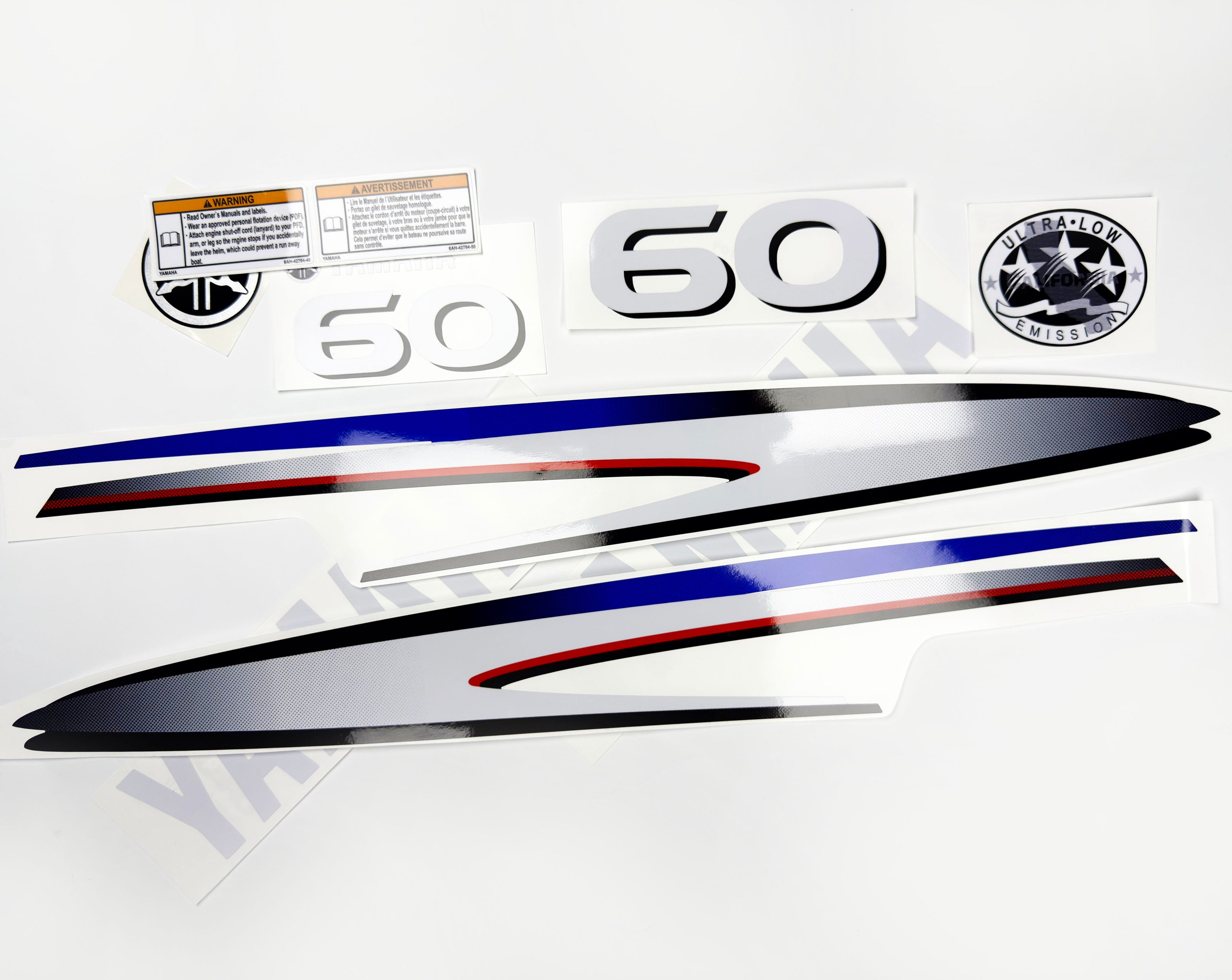 Vinyl graphic decals set suitable for Yamaha 60 hp two stroke outboard engine. Vinyl stickers kit for Yamaha 60 hp two stroke Handmade