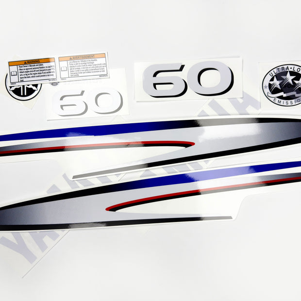 Vinyl graphic decals set suitable for Yamaha 60 hp two stroke outboard engine. Vinyl stickers kit for Yamaha 60 hp two stroke Handmade