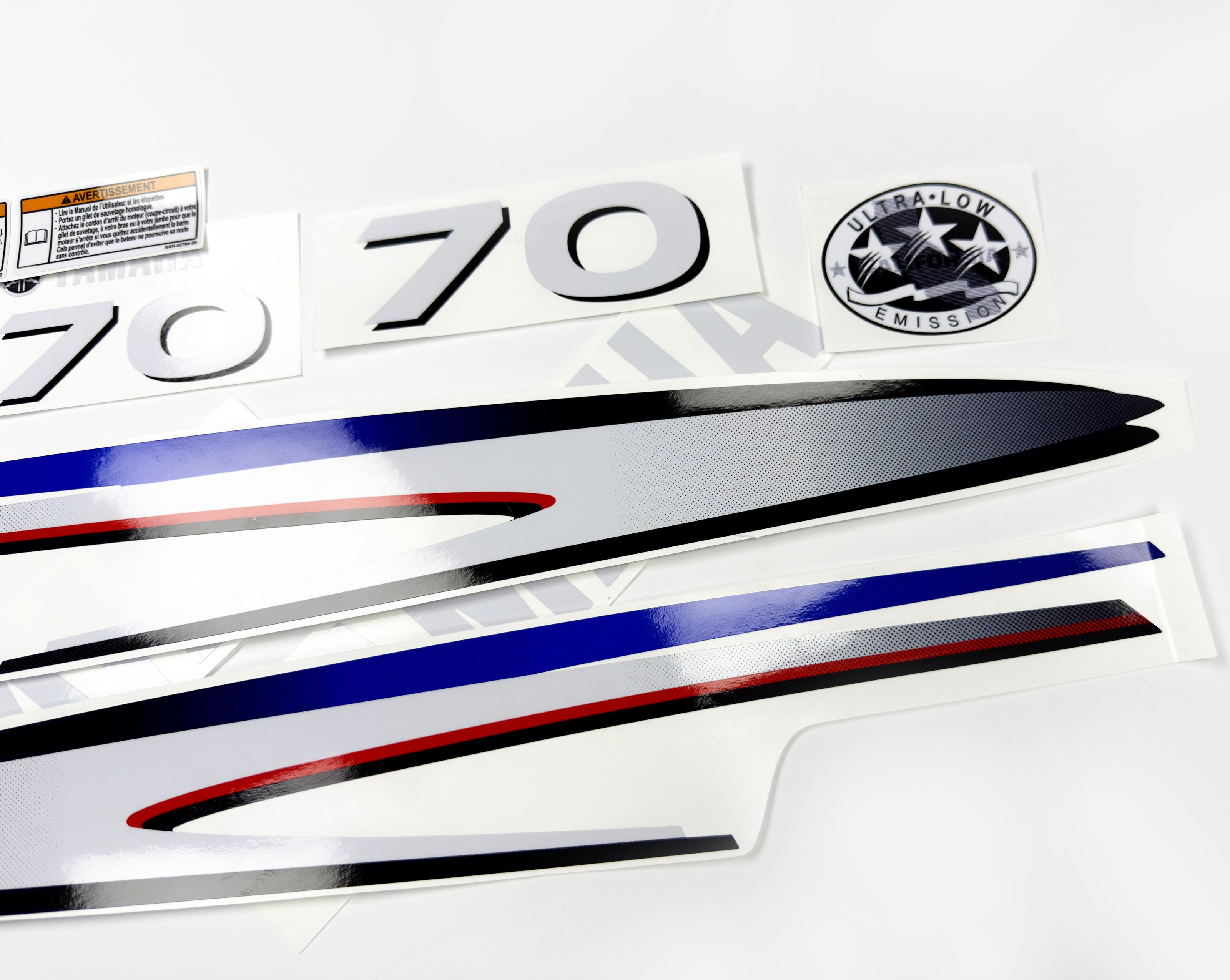 Vinyl graphic decals set suitable for Yamaha 70 hp two stroke outboard engine. Vinyl stickers kit for Yamaha 70 hp two stroke Handmade