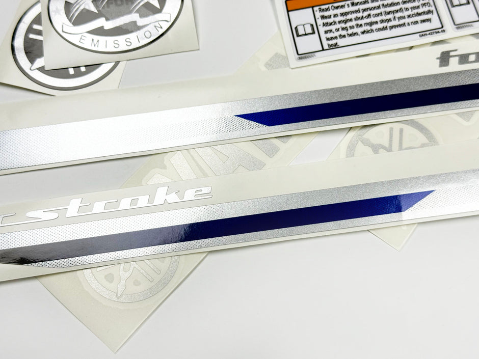 Vinyl graphic metalized silver shimmer decals set suitable for Yamaha 20 hp four stroke outboard engine. Vinyl stickers kit for Yamaha 20 hp four stroke Handmade