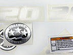 Vinyl graphic metalized silver shimmer decals set suitable for Yamaha 20 hp four stroke outboard engine. Vinyl stickers kit for Yamaha 20 hp four stroke Handmade