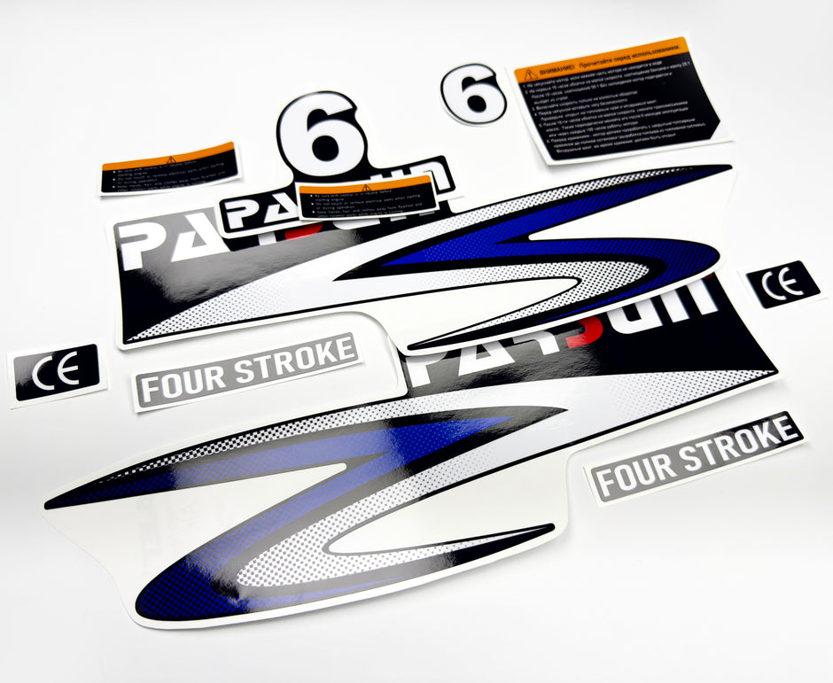 Vinyl graphic decals set suitable for Parsun 6 hp four stroke outboard engine. Vinyl stickers kit for Parsun 6 hp four stroke Handmade