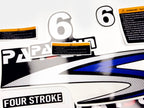 Vinyl graphic decals set suitable for Parsun 6 hp four stroke outboard engine. Vinyl stickers kit for Parsun 6 hp four stroke Handmade
