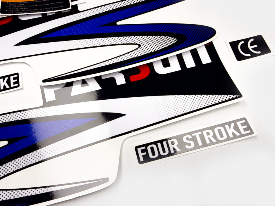 Vinyl graphic decals set suitable for Parsun 6 hp four stroke outboard engine. Vinyl stickers kit for Parsun 6 hp four stroke Handmade