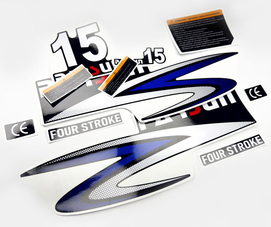 Vinyl graphic decals set suitable for Parsun 20 hp four stroke outboard engine. Vinyl stickers kit for Parsun 20 hp four stroke Handmade