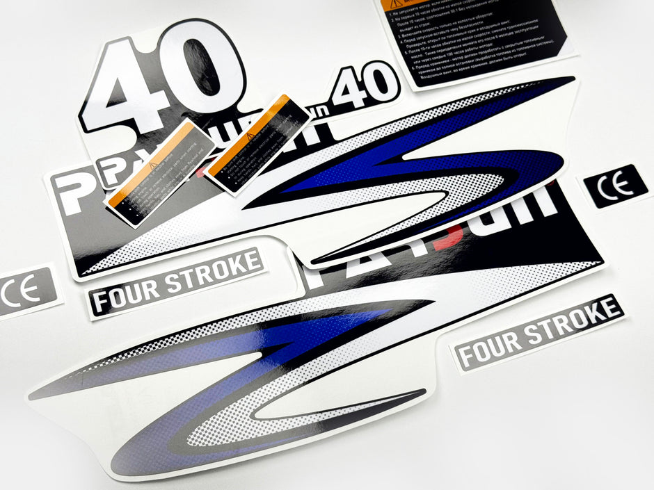 Vinyl graphic decals set suitable for Parsun 40 hp four stroke outboard engine. Vinyl stickers kit for Parsun 40 hp four stroke Handmade