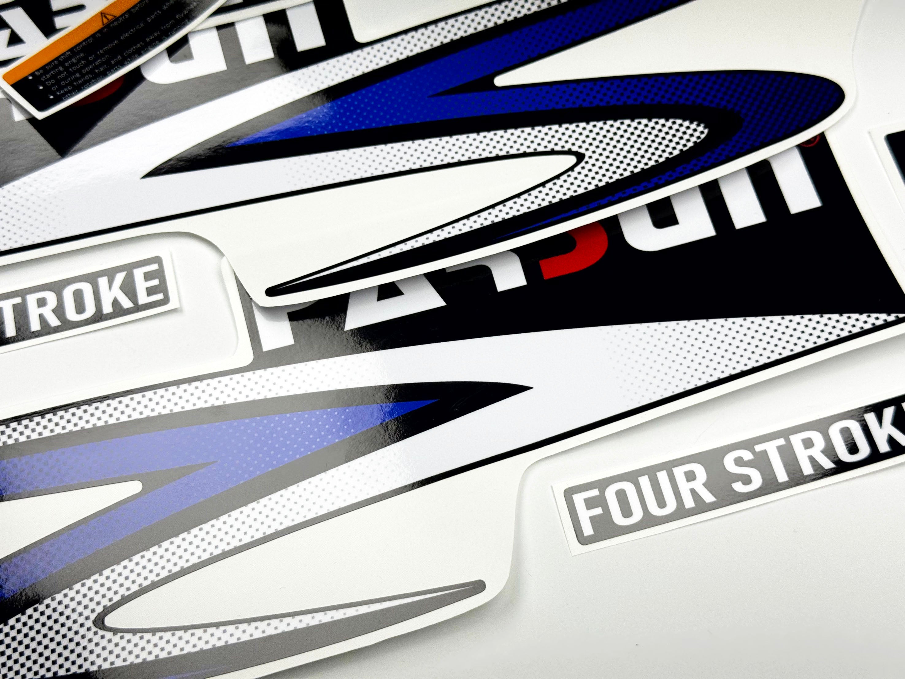 Vinyl graphic decals set suitable for Parsun 4 hp four stroke outboard engine. Vinyl stickers kit for Parsun 4 hp four stroke Handmade