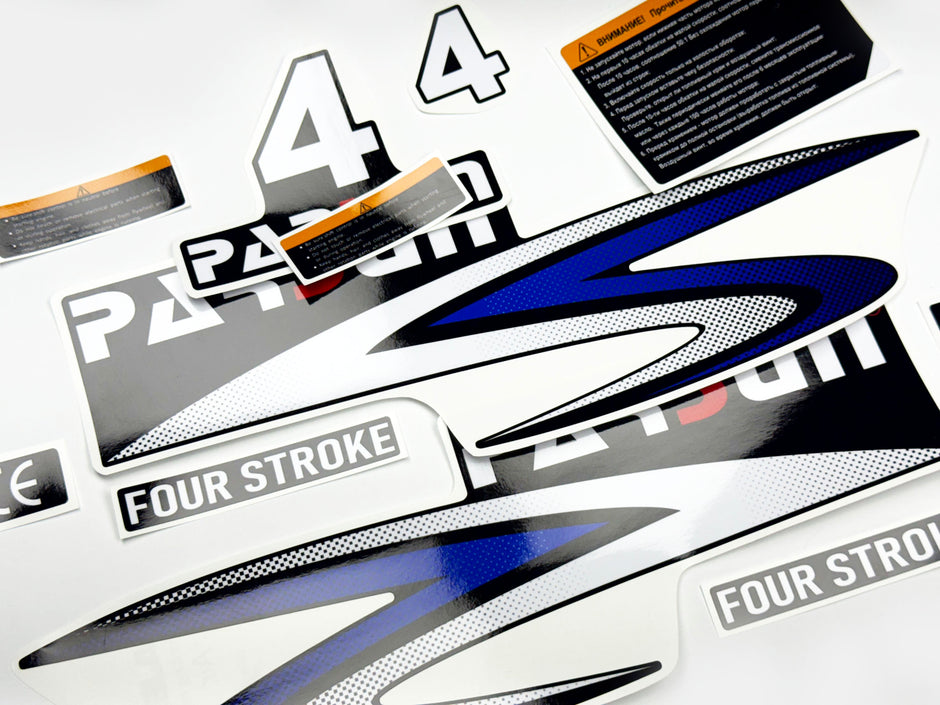 Vinyl graphic decals set suitable for Parsun 4 hp four stroke outboard engine. Vinyl stickers kit for Parsun 4 hp four stroke Handmade