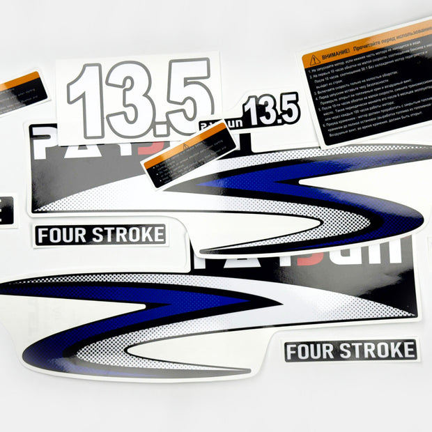 Vinyl graphic decals set suitable for Parsun 13.5 hp four stroke outboard engine. Vinyl stickers kit for Parsun 13/5 hp four stroke Handmade