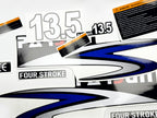 Vinyl graphic decals set suitable for Parsun 13.5 hp four stroke outboard engine. Vinyl stickers kit for Parsun 13/5 hp four stroke Handmade