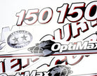 Vinyl graphic red and white decals set suitable for Mercury 150 hp OptiMax two stroke outboard engine. Vinyl red stickers kit for Mercury 150 hp two stroke Handmade