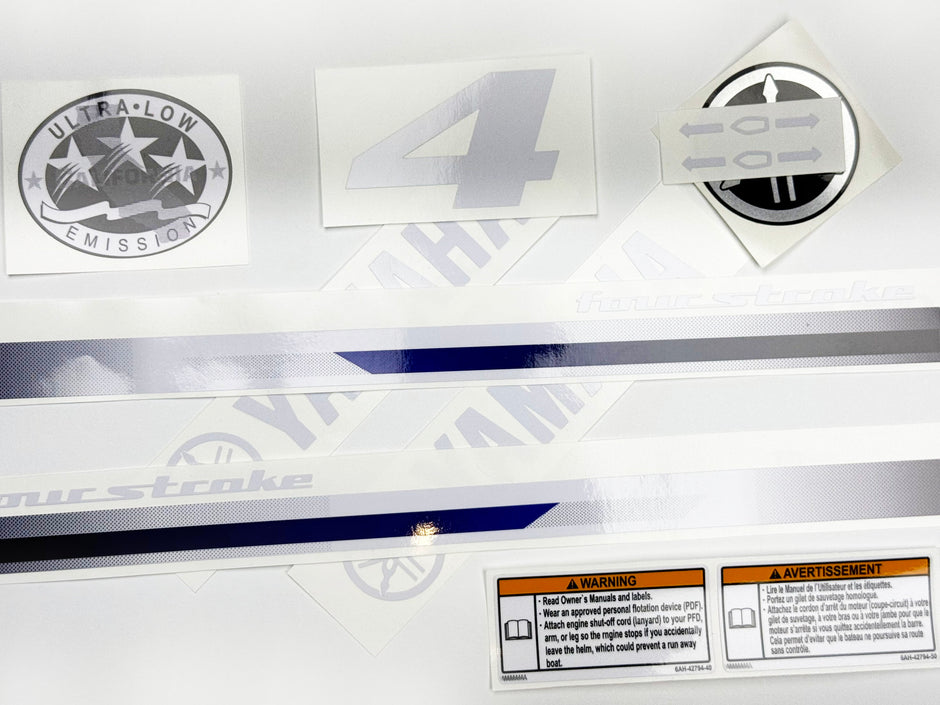 Vinyl graphic decals set suitable for Yamaha 4 hp four stroke outboard engine. Vinyl stickers kit for Yamaha 4 hp four stroke Handmade